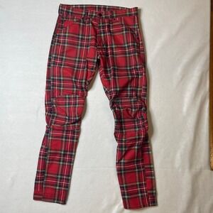 G-Star RAW 5622‎ 3D Tapered Plaid Pants Mens Size 31/32 Red Black Casual